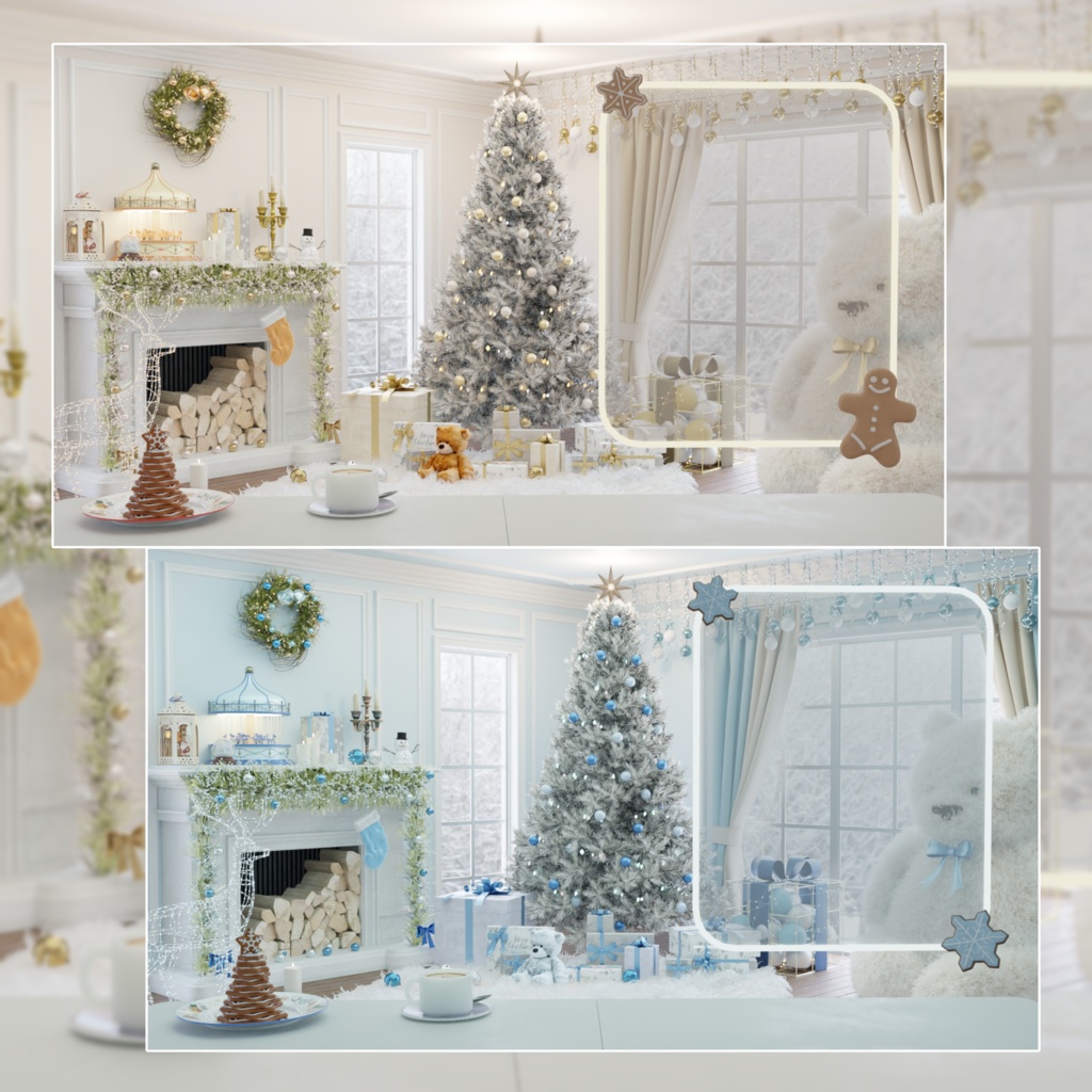 [Vtuber] whitechristmas room (2 color day/night)