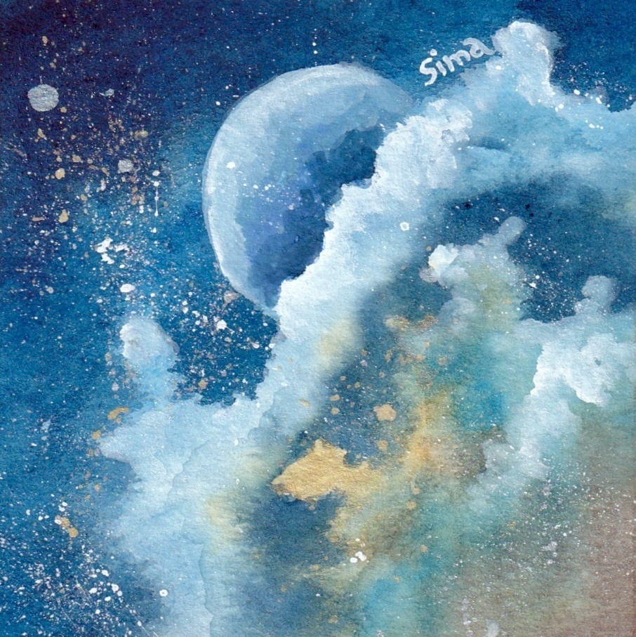 水彩画 『この空の果て』