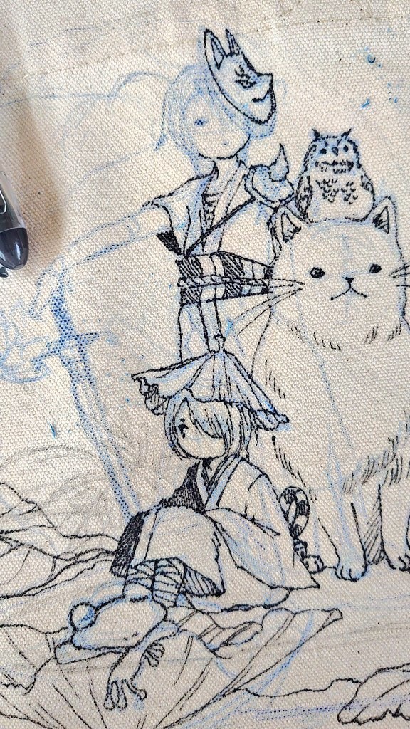 手描きトートバック小 水辺の休息