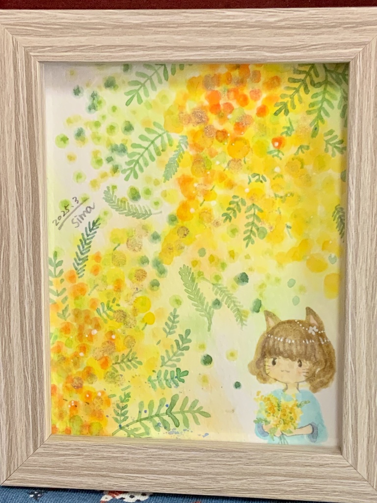 『輝きのミモザ』水彩原画 ミモザ