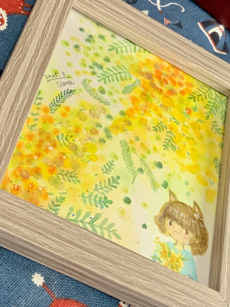 『輝きのミモザ』水彩原画 ミモザ