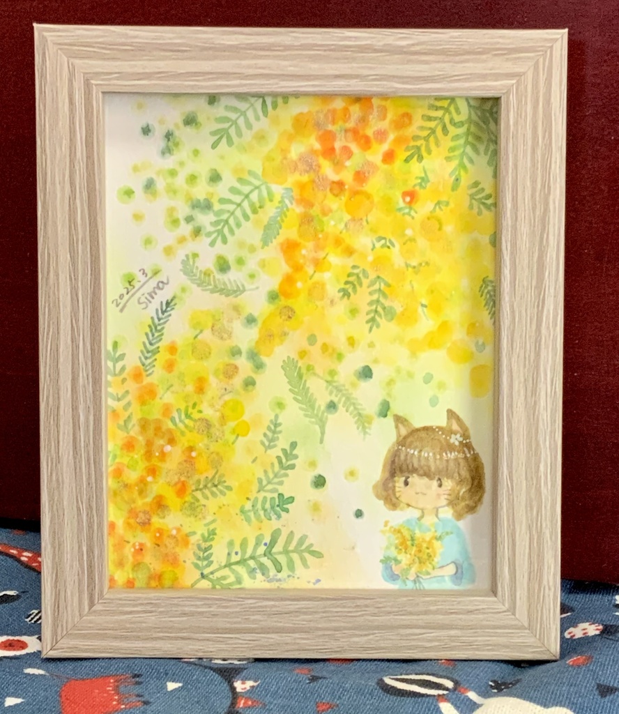 『輝きのミモザ』水彩原画 ミモザ