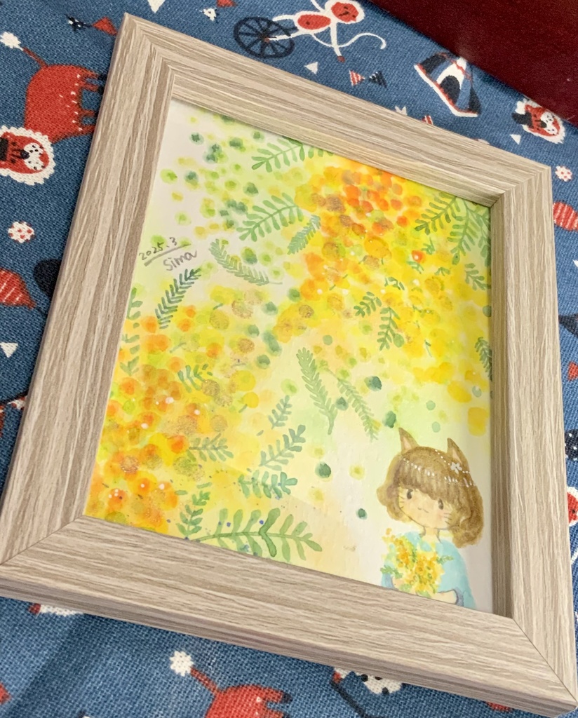 『輝きのミモザ』水彩原画　ミモザ