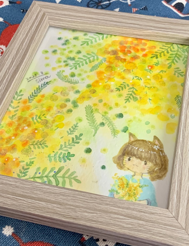 『輝きのミモザ』水彩原画 ミモザ