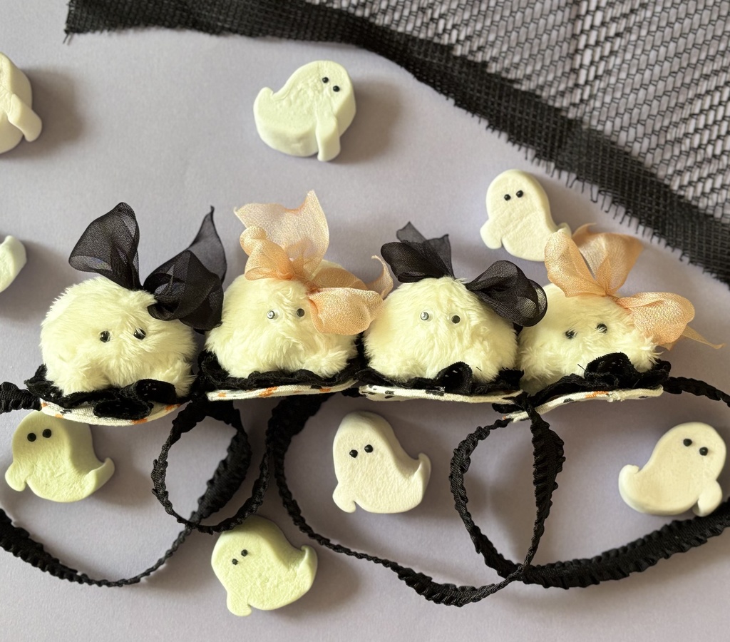 ハロウィン頭飾り(もふもふオバケとメンダコオバケ)