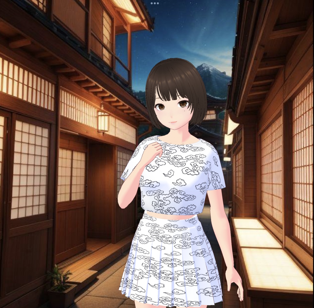 【無料 / Free】レトロ和柄ミニTシャツ&スカート Japanese traditional pattern T-shirt & skirt