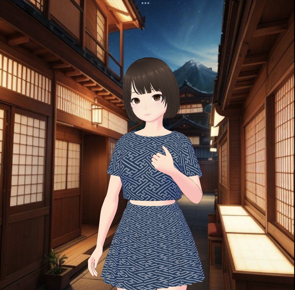 【無料 / Free】レトロ和柄ミニTシャツ&スカート Japanese traditional pattern T-shirt & skirt