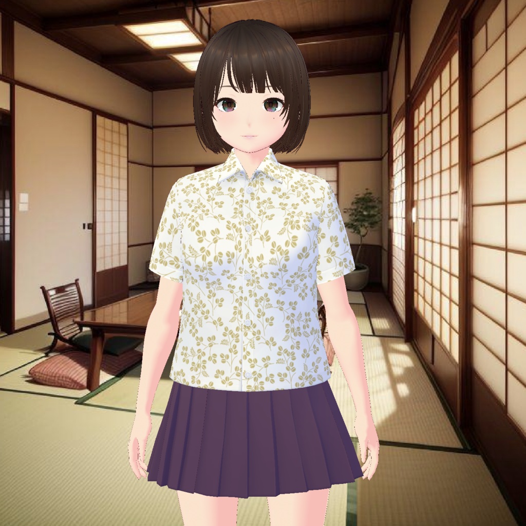 【無料 / Free】半袖レトロ柄シャツ Patterned shirts