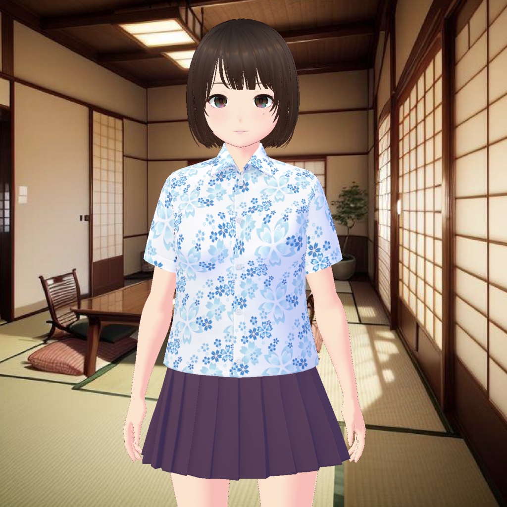 【無料 / Free】半袖レトロ柄シャツ Patterned shirts