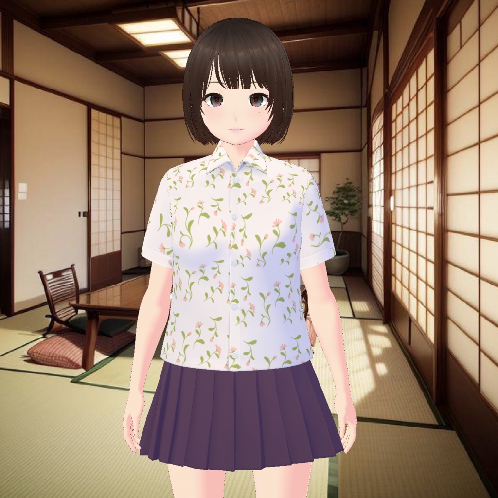 【無料 / Free】半袖レトロ柄シャツ Patterned shirts