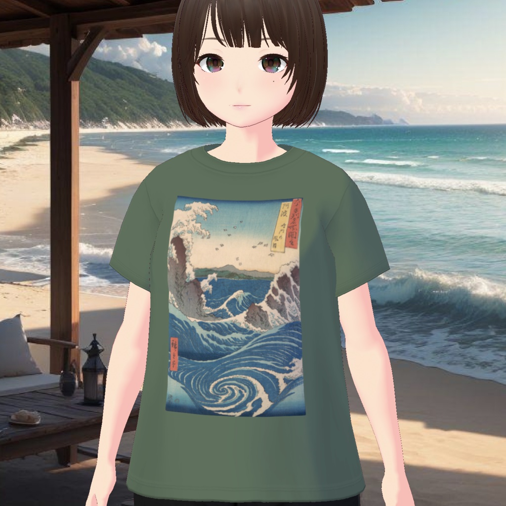 【無料 / Free】歌川広重 うずしおTシャツ Hiroshige printed T-shirt