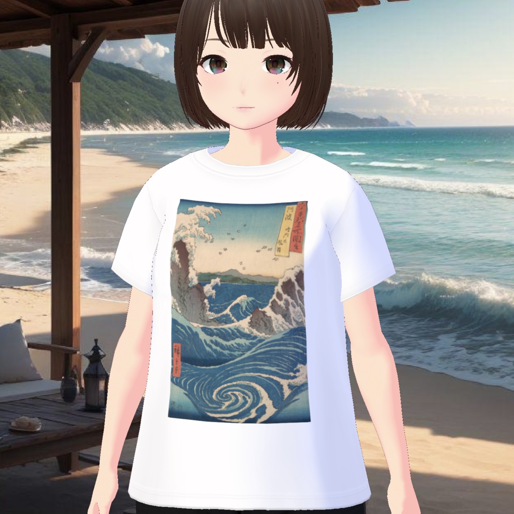 【無料 / Free】歌川広重 うずしおTシャツ Hiroshige printed T-shirt