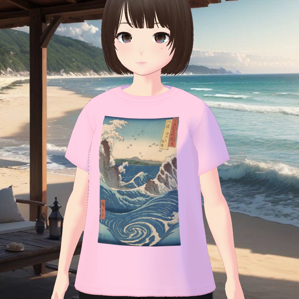 【無料 / Free】歌川広重 うずしおTシャツ Hiroshige printed T-shirt