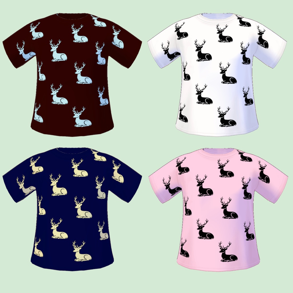 【無料 / Free】シカTシャツ Deer pattern T-shirts