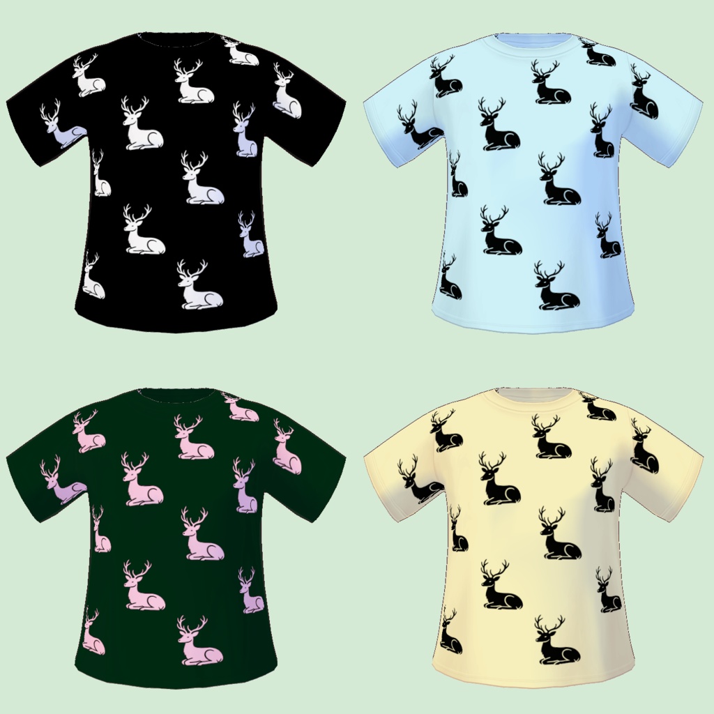 【無料 / Free】シカTシャツ Deer pattern T-shirts