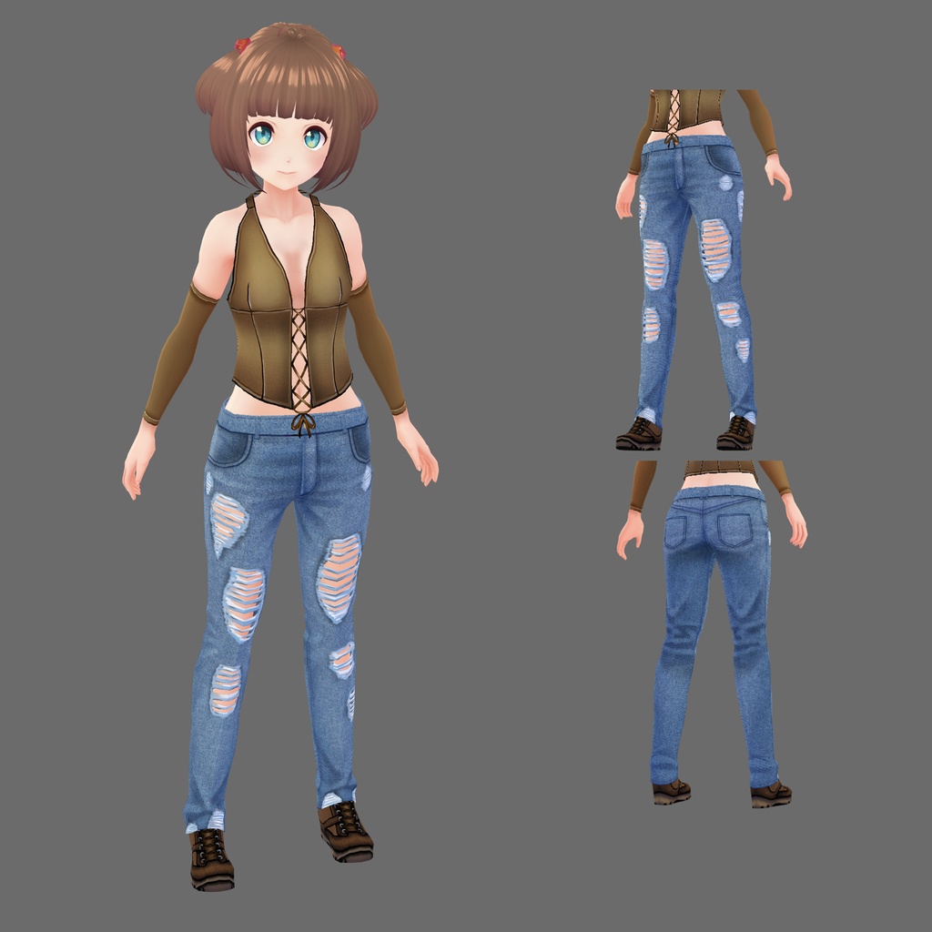 【VRoid】Ripped Jeans Pants (Low rise)