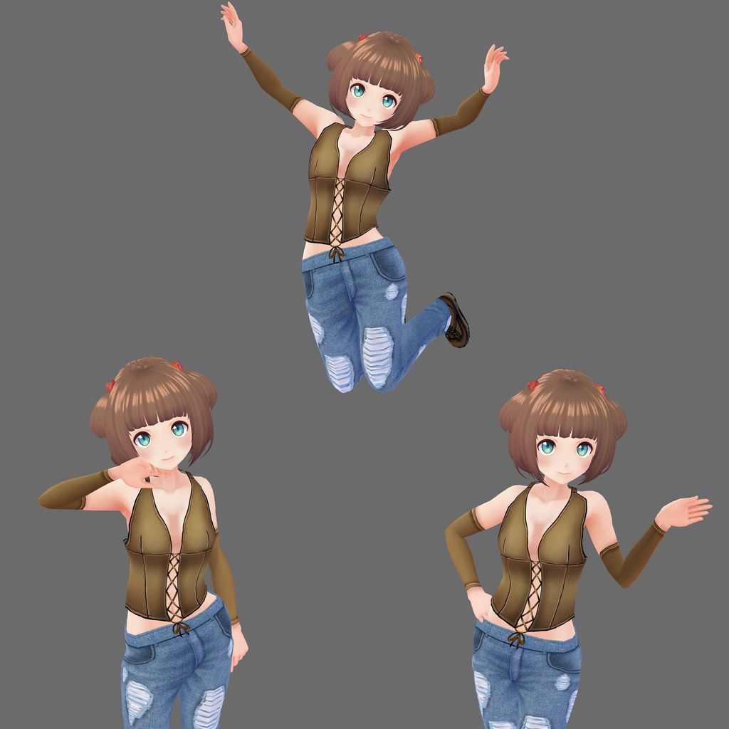 【VRoid】Leather look halter top