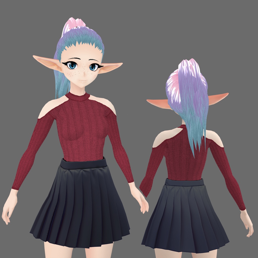 【VRoid】Knitted cold-shoulder top