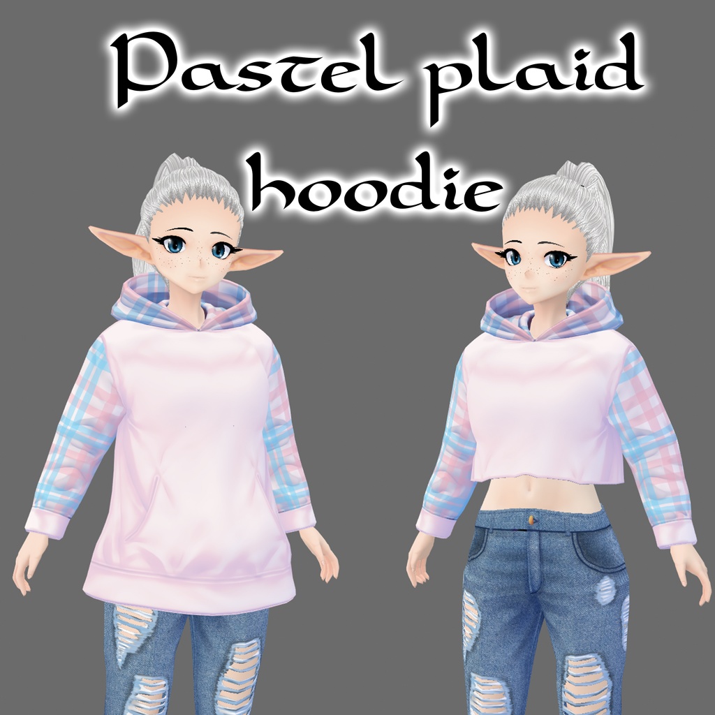 【VRoid】Pastel plaid hoodie