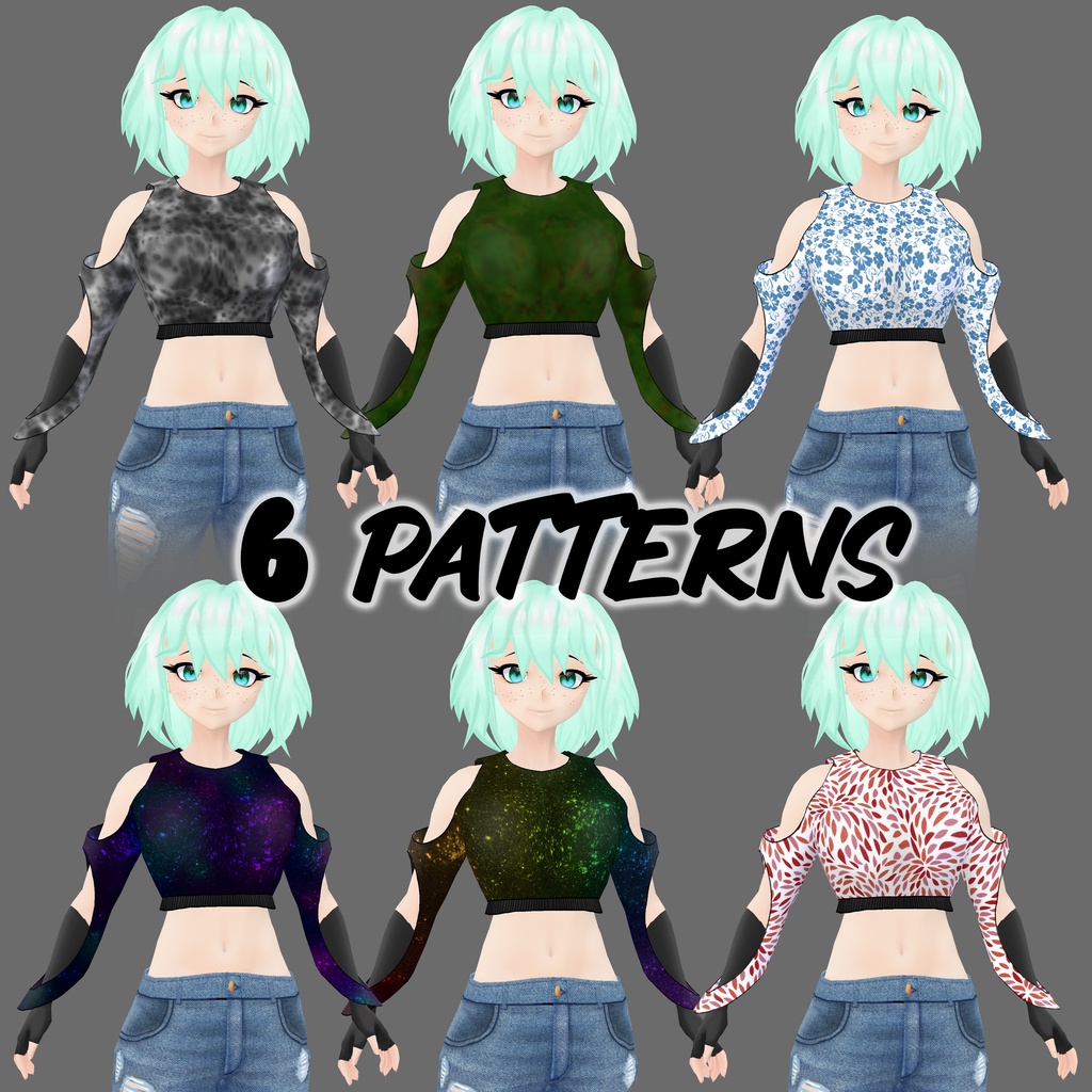 【VRoid】Cutout CropTop with gloves
