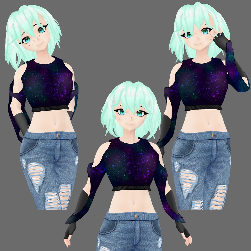 【VRoid】Cutout CropTop with gloves