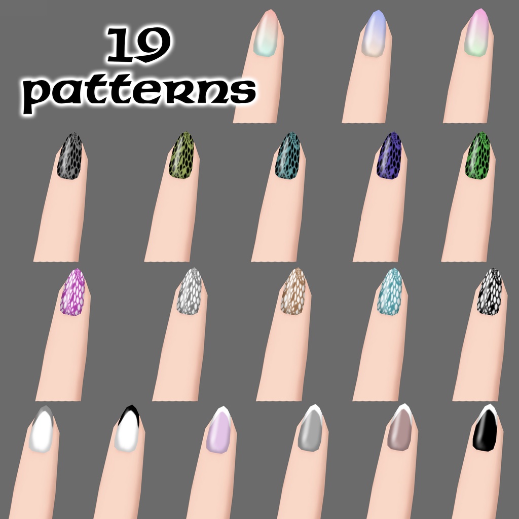 【VRoid】19 nail polish patterns