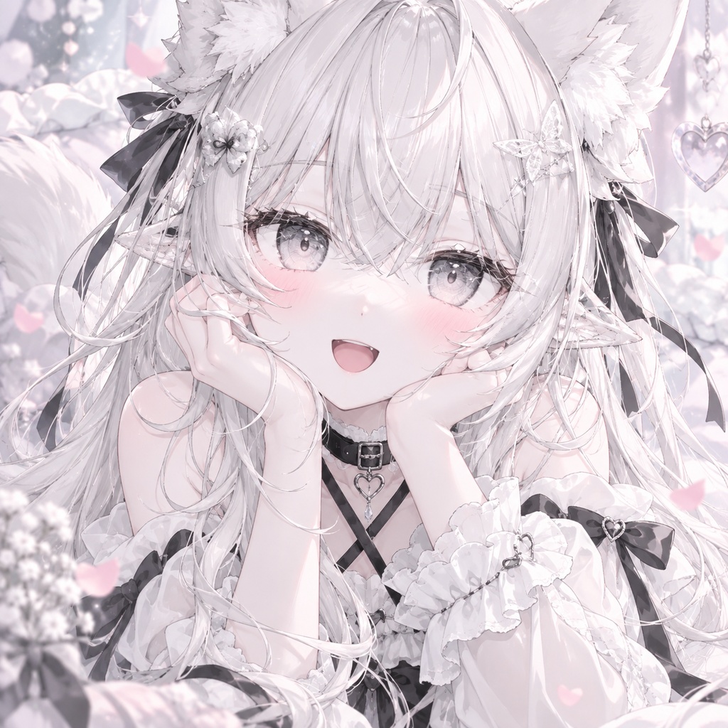 白髪オオカミ少女 表情スタジオ|Webカメラ フェイストラッキング β