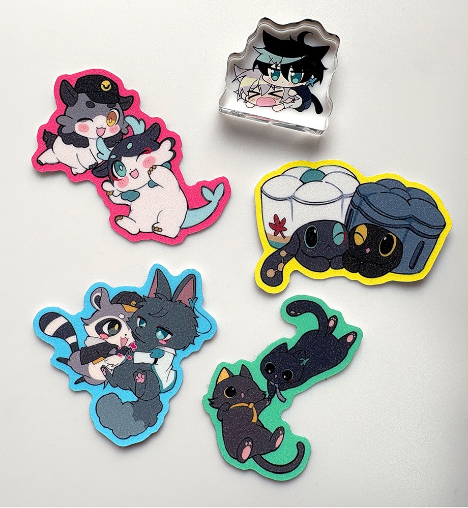 ねこ丹穹ミニアクリルスタンド＋ステッカーセット