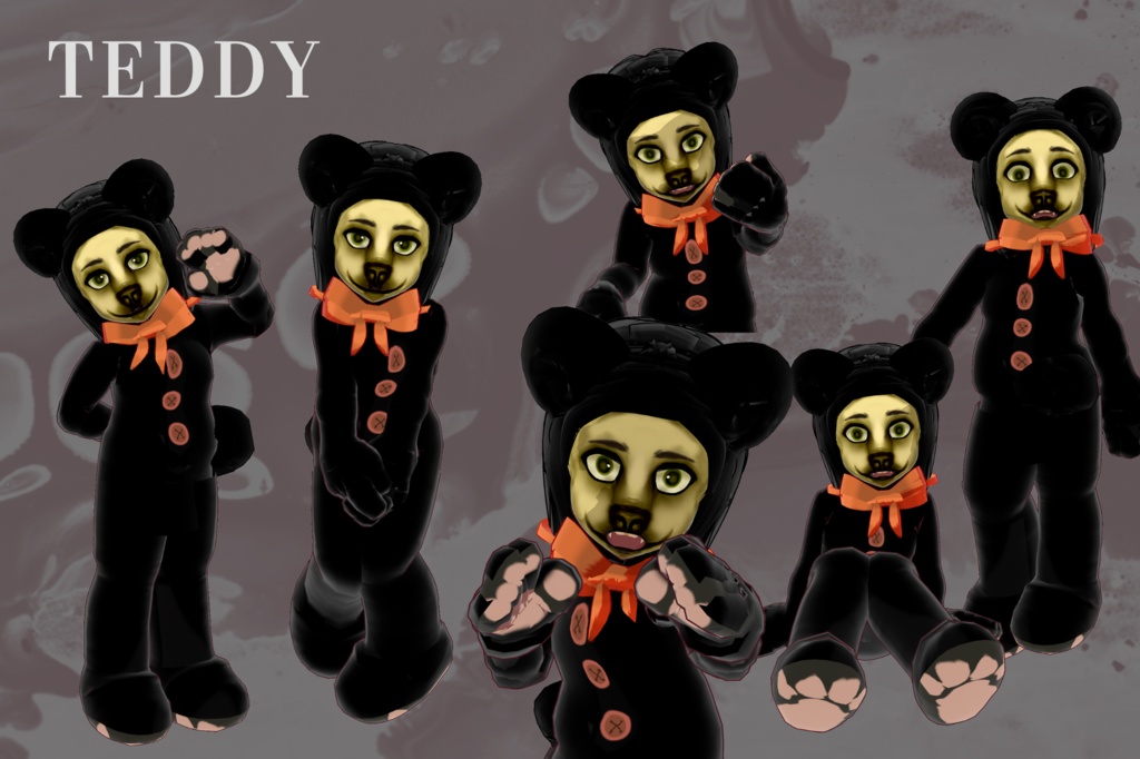 Cursed teddy 3D vtuber (VRM - Vroid File)