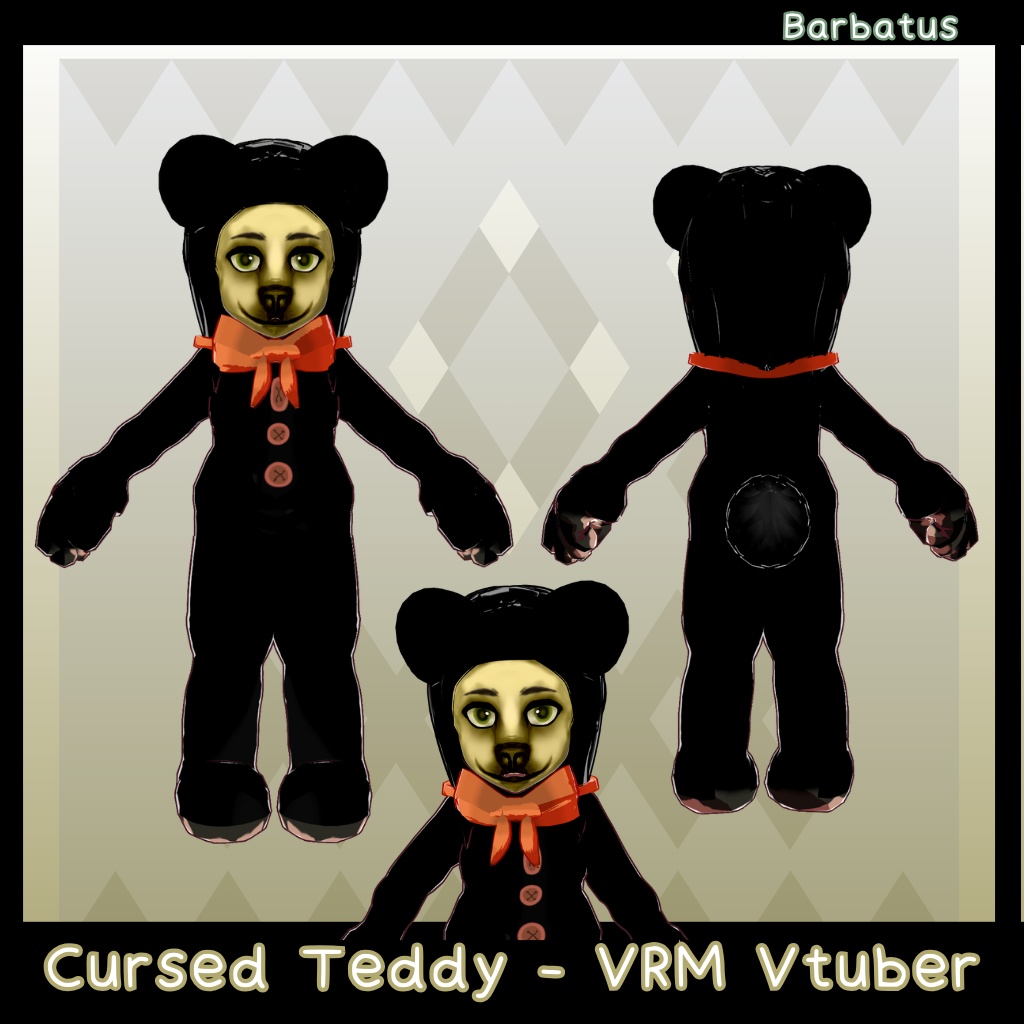 Cursed teddy 3D vtuber (VRM - Vroid File)