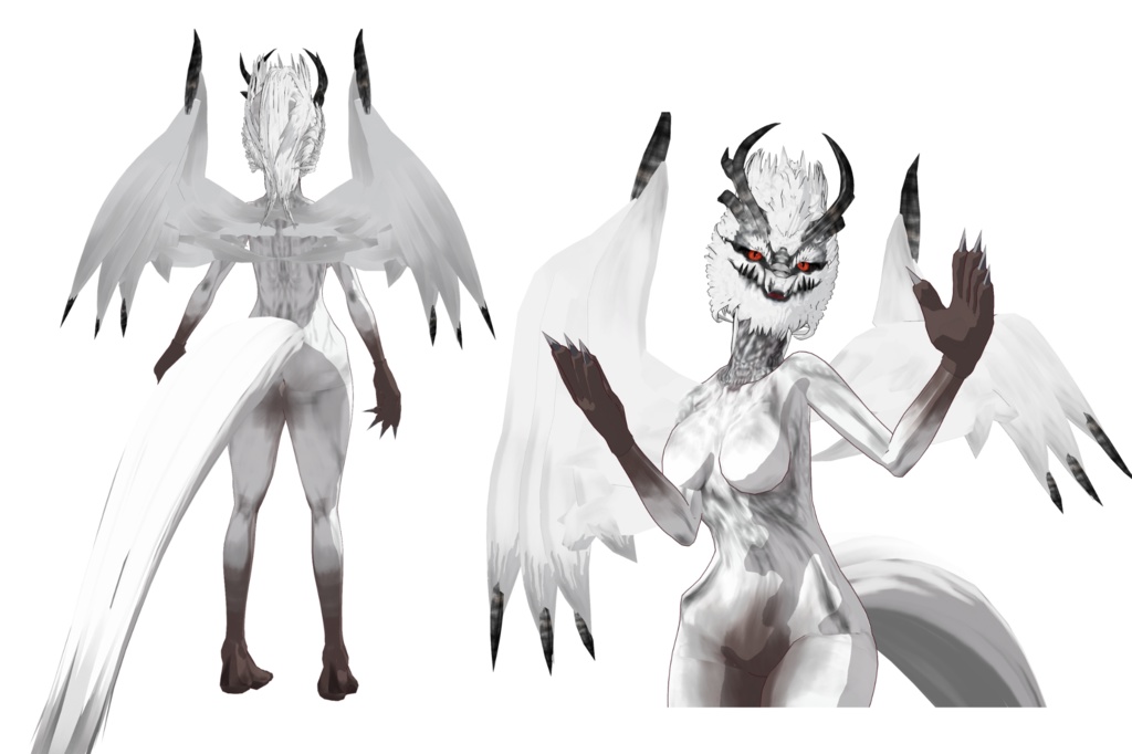 White Fatalis 3D vtuber (VRM - Vroid File)