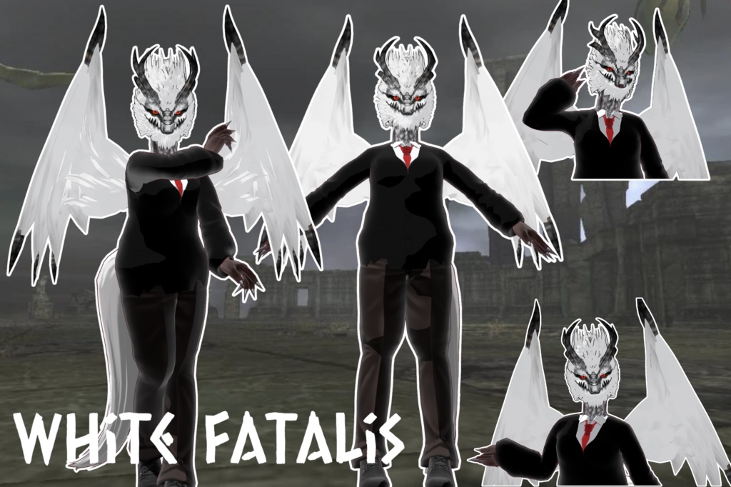 White Fatalis 3D vtuber (VRM - Vroid File)