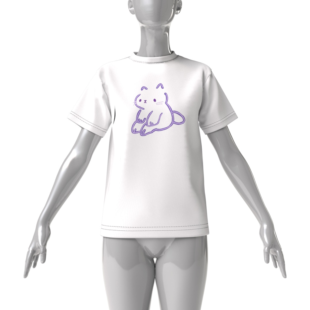 ネオンにゃお(パープル)ビックシルエットTシャツ