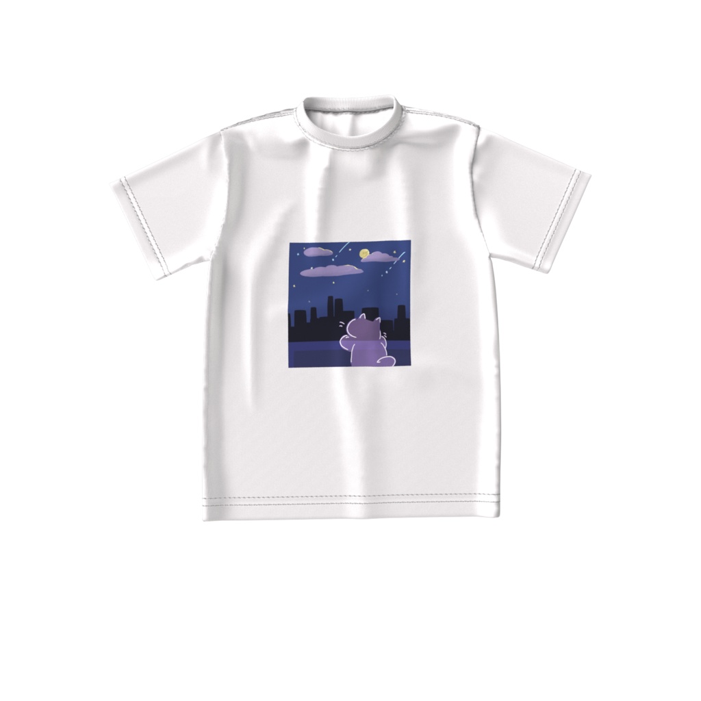 シティポップにゃお(パープル)ビックシルエットTシャツ