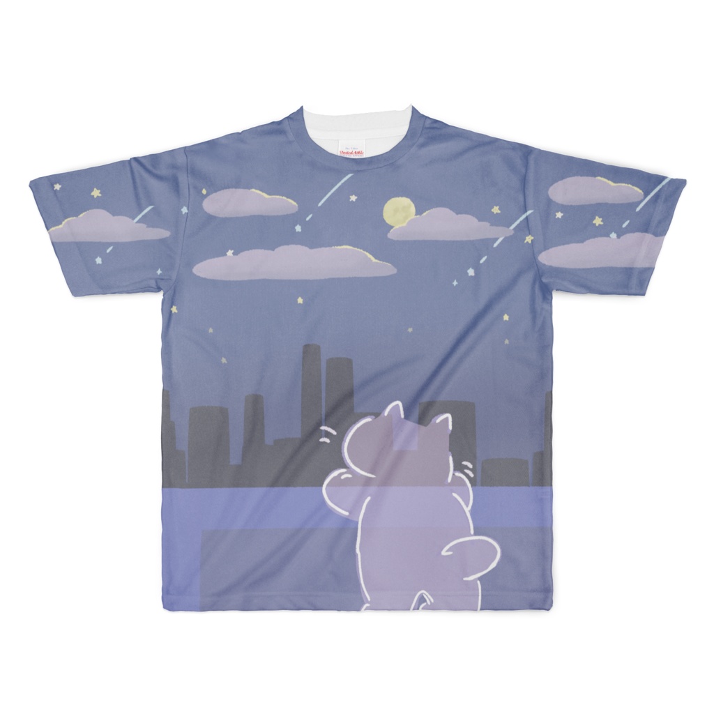 シティポップにゃお（パープル）フルグラフィックTシャツ