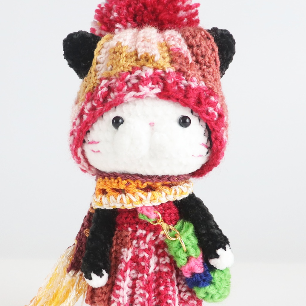 あみあみにゃんこのぷりんちゃん:モールヤーン毛糸でのもっぷりっこ