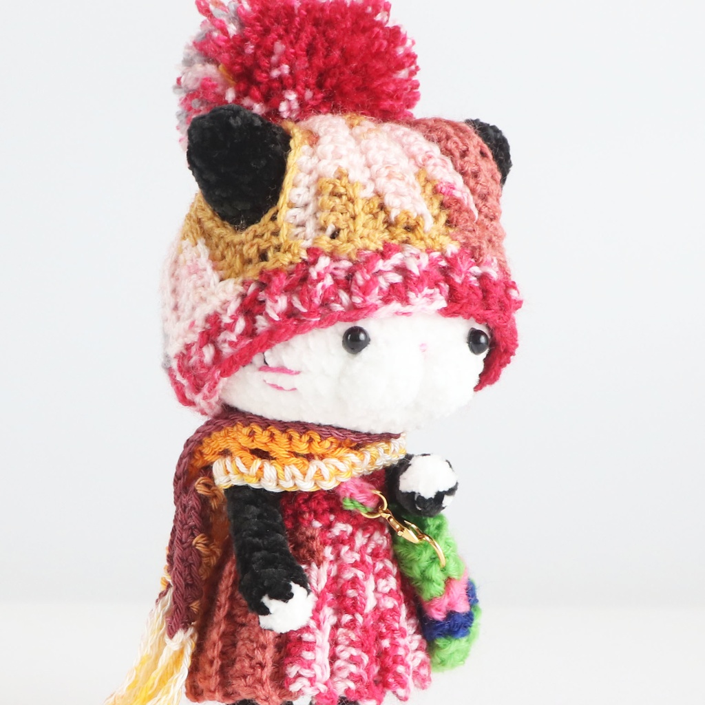 あみあみにゃんこのぷりんちゃん:モールヤーン毛糸でのもっぷりっこ