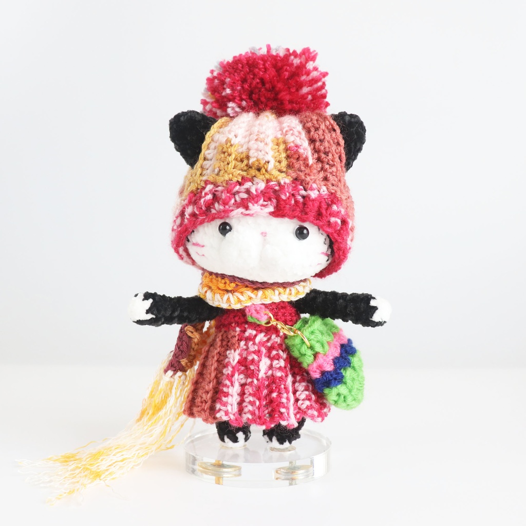 あみあみにゃんこのぷりんちゃん:モールヤーン毛糸でのもっぷりっこ