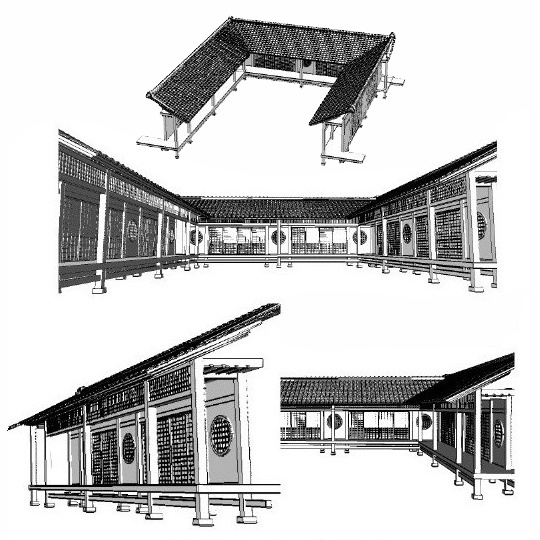 コミスタ クリスタ用 コの字縁側３d素材02 漫画素材工房 Manga Materials Booth