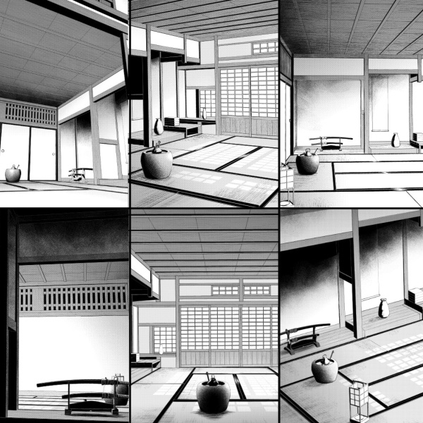 コミスタ クリスタ用 背景素材 和室6点セット 漫画素材工房 Manga Materials Booth