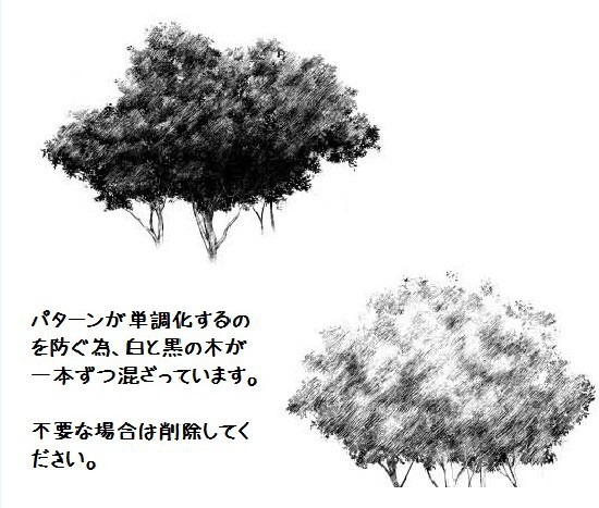 コミスタ・クリスタ用_手描き風森マルチブラシ素材