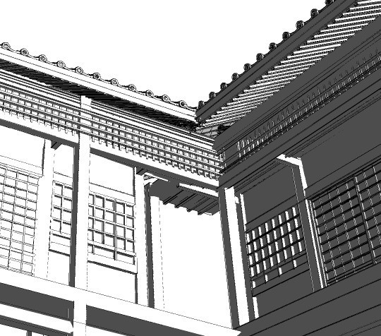 コミスタ・クリスタ用_コの字縁側3D素材01