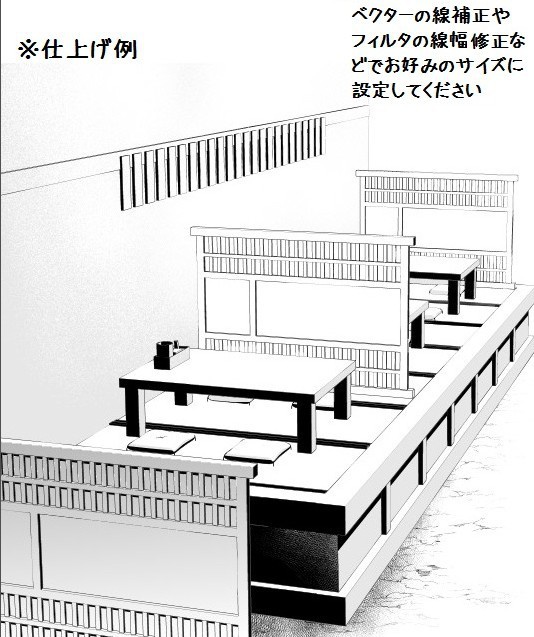 コミスタ・クリスタ用_和風食事処・座卓3D素材