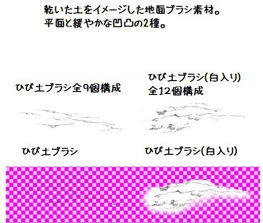 コミスタ・クリスタ用ブラシ素材_ひび土地面