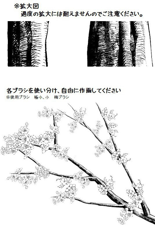 コミスタ・クリスタ用ブラシ素材_幹枝根・横線3種セット