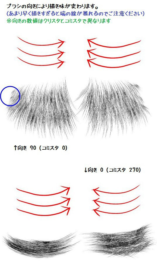 コミスタ・クリスタ用ブラシ素材_毛・長毛10種