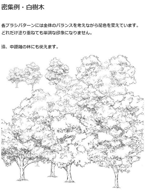 白樹木ブラシ・コミスタ・クリスタ兼用素材