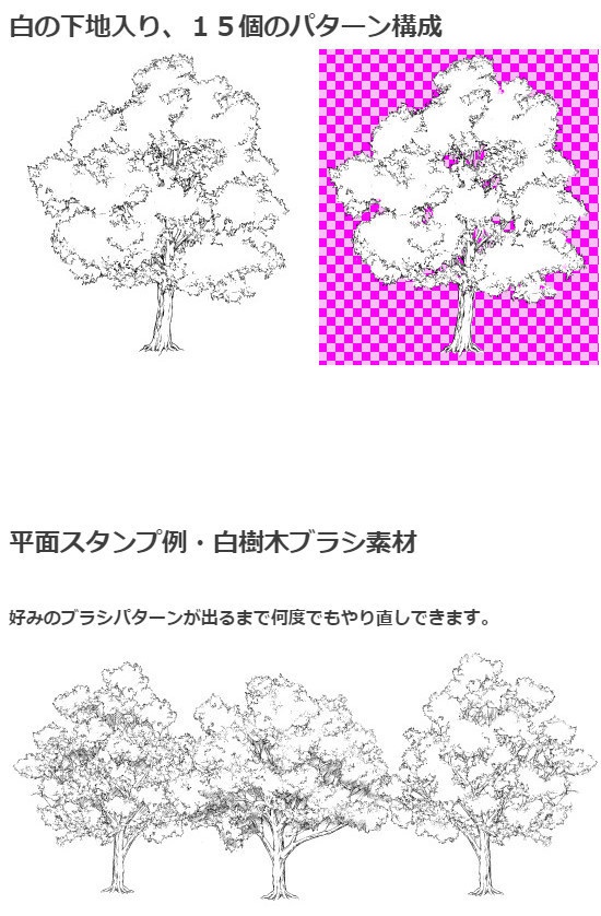 白樹木ブラシ・コミスタ・クリスタ兼用素材