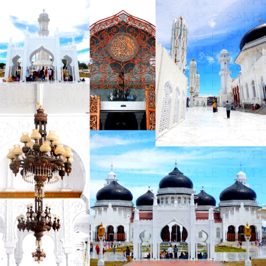 白亜のモスク広場・写真素材集