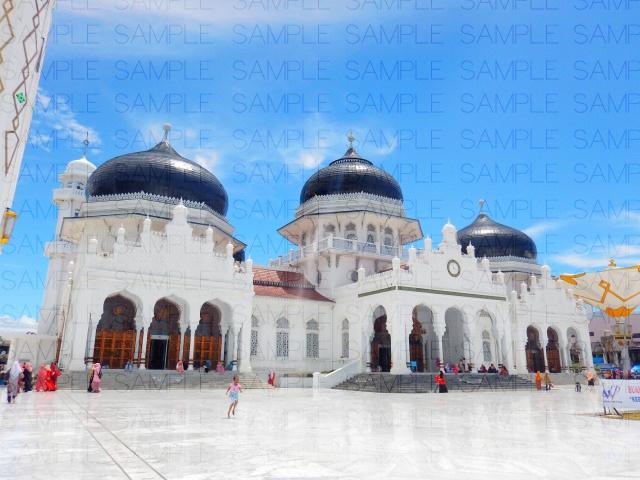 白亜のモスク広場・写真素材集